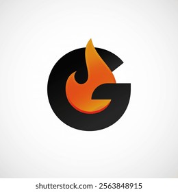 Letter  G fire logo template blazing fire black red orange