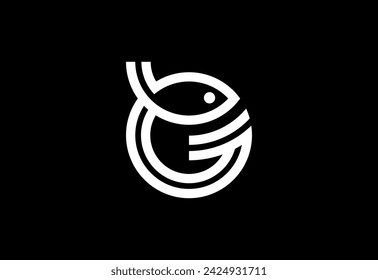 Letter G fish logo design vector illustration. Fishing logo