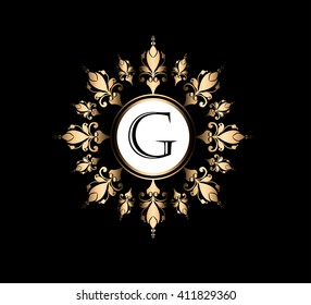 Letter G  Floral monogram.
