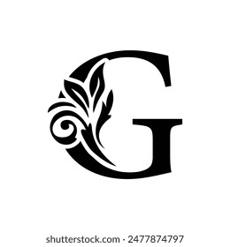 letter G flower alphabet. Beautiful capital letters 