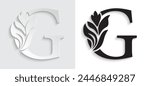 letter G. flower letters. Vintage ornament initial Alphabet. Logo vector	
