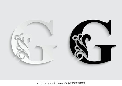 letter G. flower  letters. Vintage ornament initial Alphabet. Logo vector 
