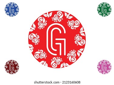 Letter g with flower logo and icon graphic design template