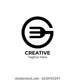 Letter G food logo design. Initial G food equipment simple logo template.
