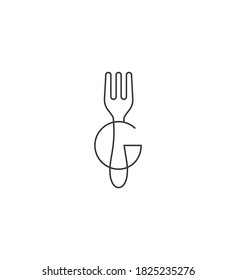Letter G with fork logo icon sign symbol design concept. Good to use for restaurant, cafe, kitchen, catering logo. Vector illustration isolated object on white background