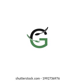 Letter G with fork and spoon logo icon design vector illustration