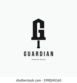 Letter G forms a sword logo icon sign symbol design concept. Vector illustration
