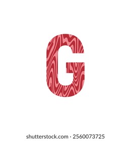 Letter G from fresh raw meat with marble. Vector latin meat alphabet.  Red tenderloin beef meat font for restaurants, butcher shop, farmers market.