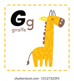 Letter G. Funny Alphabet for young children. Learning English for kids concept with a font. Vector illustration