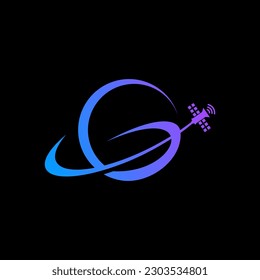 Letter G galaxy space concept satellite logo template