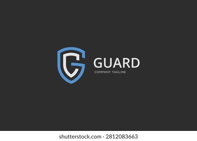 Letter G, GC or CG shield logo design. CG monogram shield shape minimal clean symbol logo icon sign vector illustration