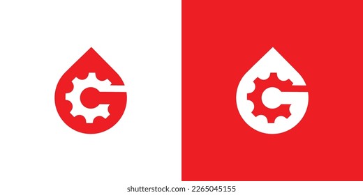 Logo-Design für Buchstaben g auf rotem und weißem Hintergrund