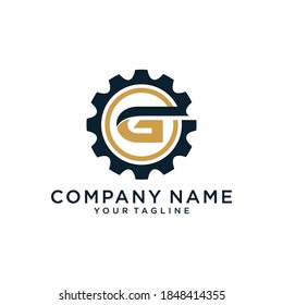 Letter G gear logo design template illustration.