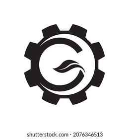Letter G with gear logo template vector icon design
