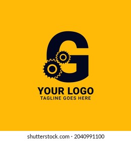 Buchstabe G mit technologischer und mechanischer Vektorgrafik-Logo-Design
