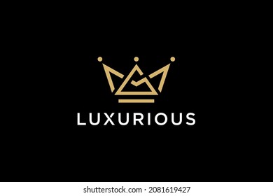 Letter G Geometric Vintage Creative Crown abstract Logo design vector template. Vintage Crown Logo Royal King Queen concept symbol Logotype concept.