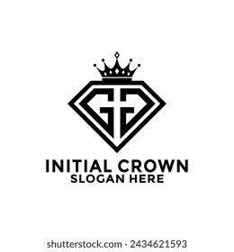 Letter G or GG with Diamond and royal crown logo design Premium Vector, Initial Logo design template