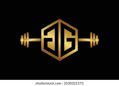 LETTER G, GG FITESS LOGO IN HEXAGON SHAPE, GYM AND FITNESS LOGO DESIGN VECTOR ICON ILLUSTRATION.