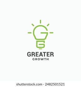 Logotipo en forma de bombilla de la letra G G. GG monograma idea fresca logotipo moderno