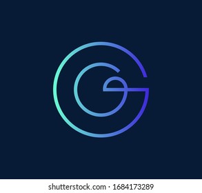 Letter G or GG in linear style overlapping line. Logo monogram outline linked. Isolated sign design template