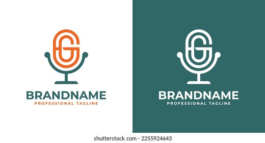 Letter G or GG Podcast Logo, suitable for any business related to microphone with G or GG initials.