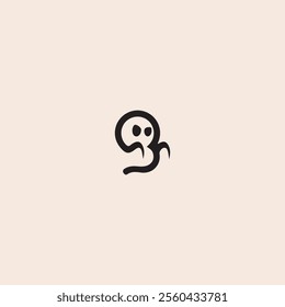 Letter G ghost logo icon flat vector design.