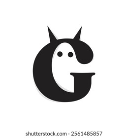 Letter G ghost negative space logo design