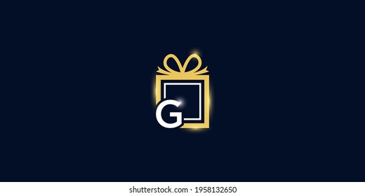 Letter g gift logo vector template download modern square design with luxury light effect