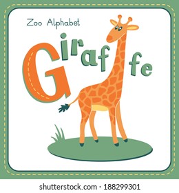 Letter G - Giraffe. Alphabet with cute animals. Vector illustration. Other letters from this set are available in my portfolio.