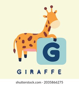 letter g giraffe alphabet vector