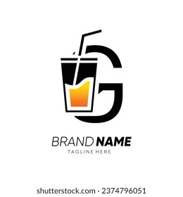 Letter G with Glass or Drinking Water Cup Logo Design Vector Icon Graphic Emblem Illustration