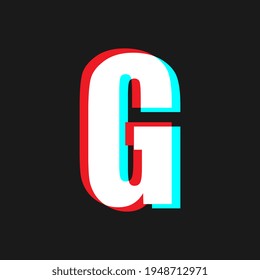 Letra G con efecto brillante sobre fondo negro
