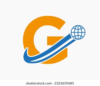 Letter G Global Logo Design. World Logotype Symbol Vector Template