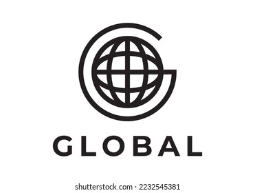 letter G and globe combination simple logo design.