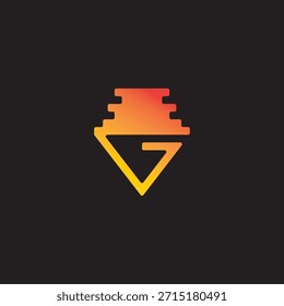 letter g gold crown gradient logo vector 