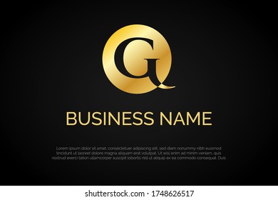 Letter G Gold Monogram Logo, Initial Letter Logo For Your Company Name, Alphabet Logo Template Ready For Use, Modern Initial Logo