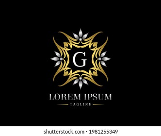  Letter G Golden Luxury Badge Logo Design. Graceful Ornate Icon Vector Design. 