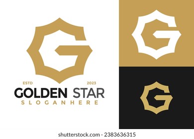 Letter G golden star Logo design vector symbol icon illustration