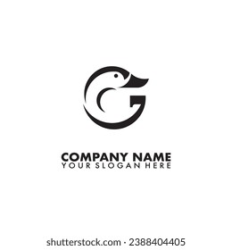 Letter G and Goose logo vector template on isolated background.