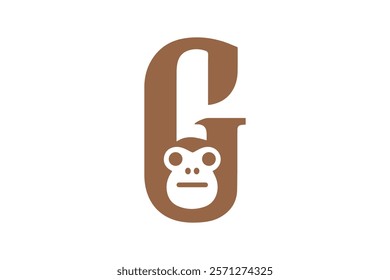 Letter G Gorilla Face Logo Design Template Vector Illustration