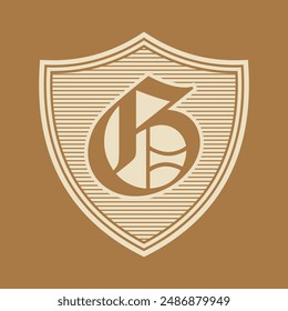 The letter G in the Gothic style. Vector. Old alphabet. Set of soccer logo or soccer club badge. Football logo with shield background vector design