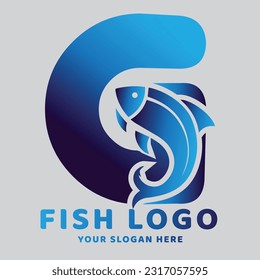 Letter G Gradient Fish logo with fish symbol logo design