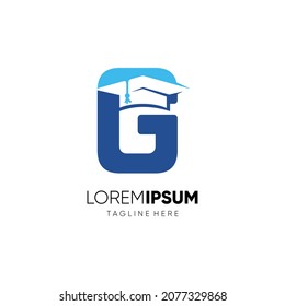 Letter G Graduation Hat Education Logo Design Graphic Icon Emblem Illustration
