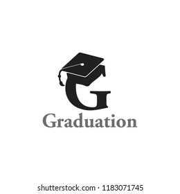 letter g graduation hat symbol vector
