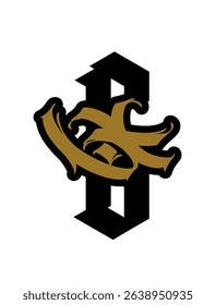 Letter G in graffiti and gothic style. Vector. Graffiti, tag and medieval latin letter. Signs and symbols for design. Calligraphy, lettering and tags. Modern interpretation of gothic.