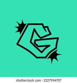 Letter "G" grafitti with green background for t-shirt and hoodie