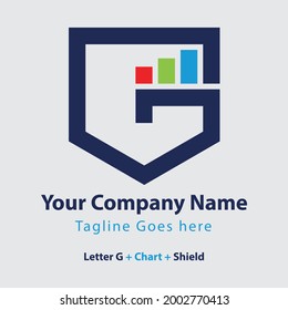 Letter G with graph or chart abstract logo high quality editable vector eps file