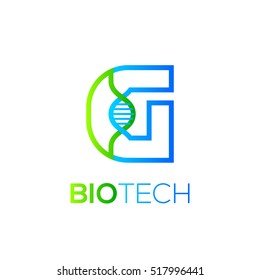 Letter G Green and Blue with abstract biotechnology dna logotype. Medicine, science, laboratory,Technology DNA vector concept