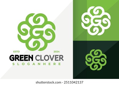 Letter G Green Clover Leaf Logo Icon Vector Design. Creative simple logos designs illustration