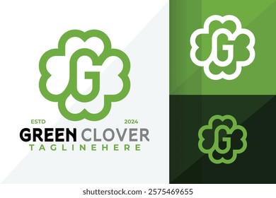 Letter G Green Clover Logo Icon Vector Design Illustration